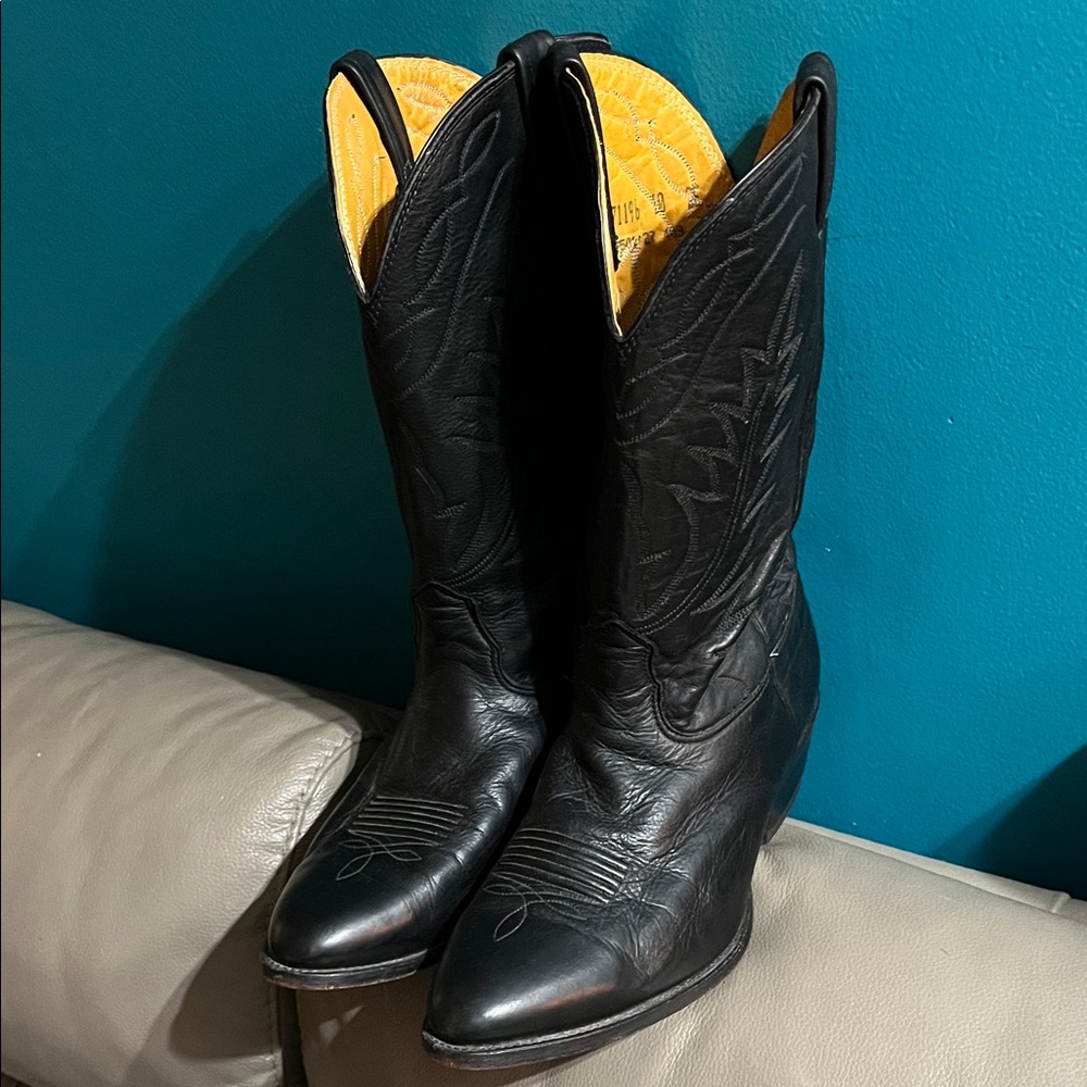 Black Leather Western Boots- Nocona 7501 Cowboy size 10 2 E